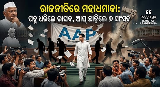 ରାଜନୀତିରେ ମହାଧମାକା: ପଦ୍ମ ଧରିଲେ ରାଘବ, ଆପ୍ ଛାଡ଼ିଲେ ୭ ସାଂସଦ ରାଜନୀତିରେ ମହାଧମାକା: ପଦ୍ମ ଧରିଲେ ରାଘବ, ଆପ୍ ଛାଡ଼ିଲେ ୭ ସାଂସଦ